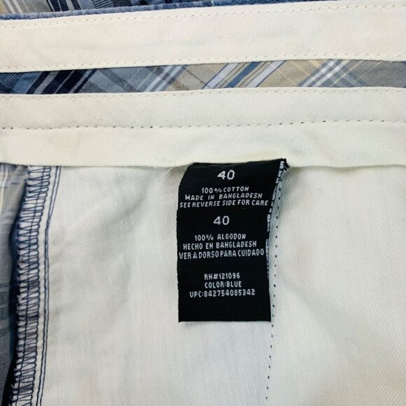 Weatherproof Plaid Cotton Shorts Mens 40 Blue Beige Preppy Flat Front Cotton - Picture 5 of 11